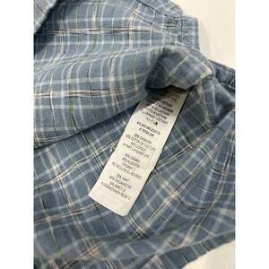 Patagonia Shirt Mens XL Blue Plaid Back Step Organic Cotton Hemp Short Sleeve